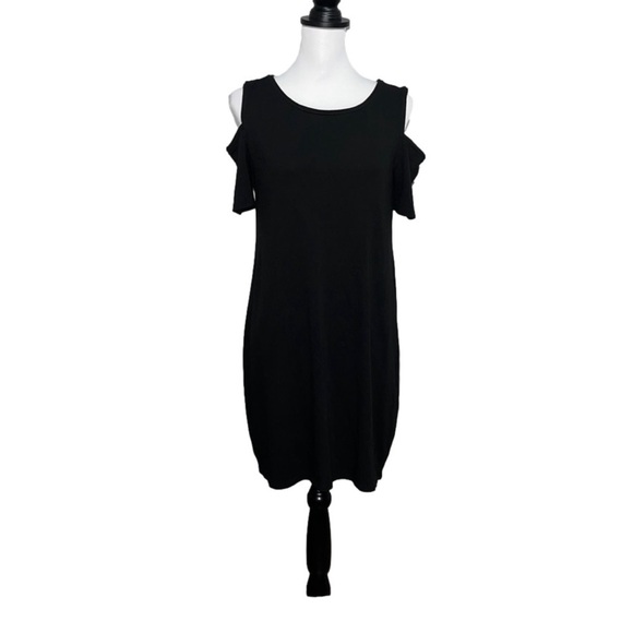 WHBM Cold Shoulder Black Cotton Dress M - Picture 2 of 6